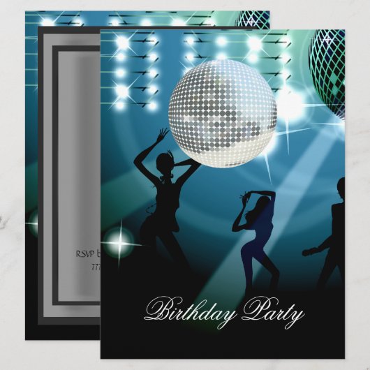 Disco Retro Geburtstagsparty Einladung (Vorne/Hinten)