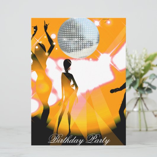 Disco Retro Geburtstagsparty Einladung (Stehend Vorderseite)