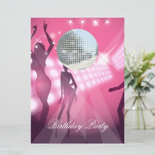 Disco Retro Geburtstagsparty Einladung (Stehend Vorderseite)