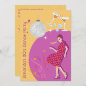 Disco Retro Groove! Party deiner Träume Einladung (Vorne/Hinten)