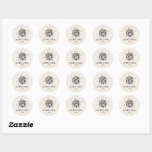 Disco Retro Handgezeichnete Hochzeit Runder Aufkleber (Blatt)