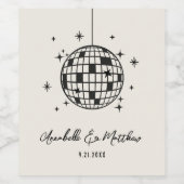 Disco Retro Handgezeichnete Hochzeit Weinetikett (Einzelnes Label)