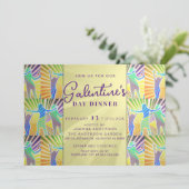 Disco Retro Imitate Gold Galentine Dinner Brunch Einladung (Stehend Vorderseite)