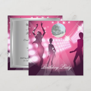 Disco Retro Pink Geburtstagseinladung Einladung