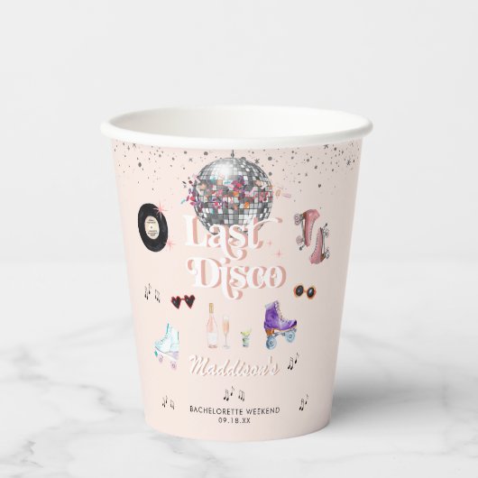 Disco Retro Roller Skaten | Bachelorette Pappbecher (Vorderseite)