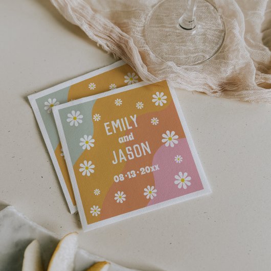 Disco Retro Wedding Cocktail Napkins Serviette