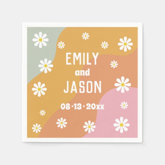 Disco Retro Wedding Cocktail Napkins Serviette (Vorderseite)