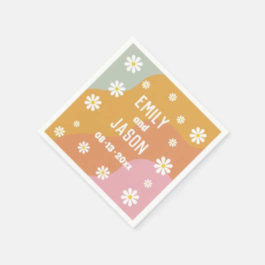 Disco Retro Wedding Cocktail Napkins Serviette (Ecke)