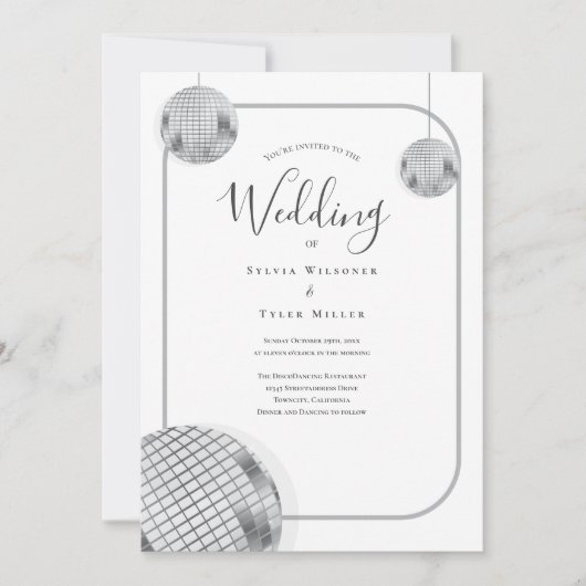 Disco Retro Wedding Einladung (Vorderseite)