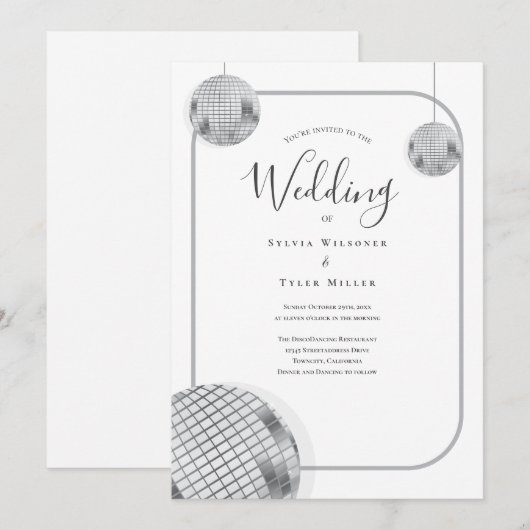 Disco Retro Wedding Einladung (Vorne/Hinten)