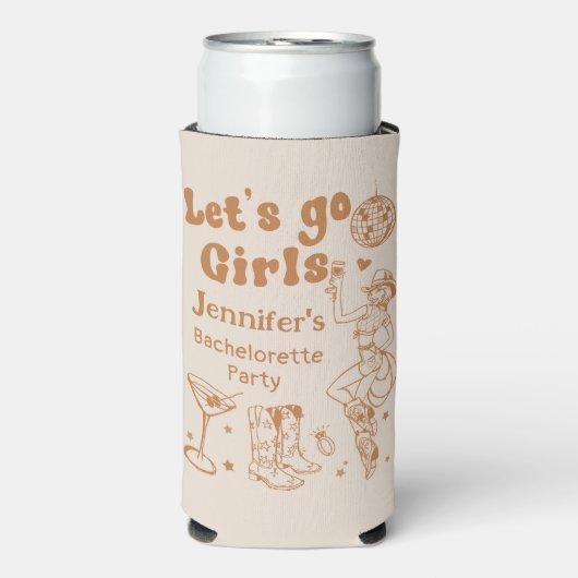 Disco Rodeo Cowgirl Bachelorette Cooler Selters Dosenkühler (Seltzer Vorderseite)