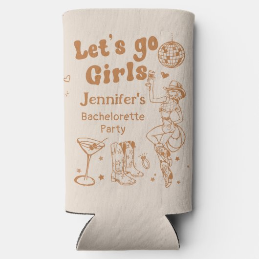 Disco Rodeo Cowgirl Bachelorette Cooler Selters Dosenkühler (Rückseite)