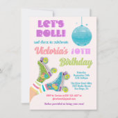 Disco Roller Stake Retro Glitzer Hippie Birthday Einladung (Vorderseite)