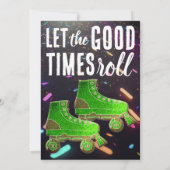 Disco Rollerskating Geburtstag Glitzer Roller Skat Einladung (Rückseite)