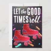 Disco Rollerskating Geburtstag Glitzer Roller Skat Einladung (Rückseite)