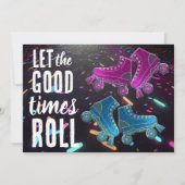 Disco Rollerskating Wedding Glitzer Roller Skate Einladung (Rückseite)