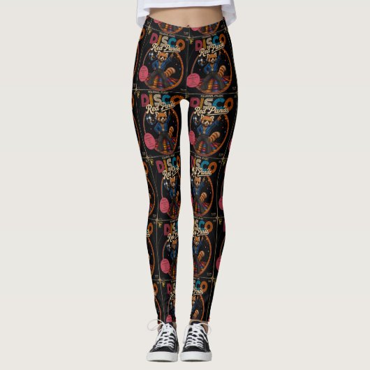Disco-Roter Panda Leggings (Vorderseite)