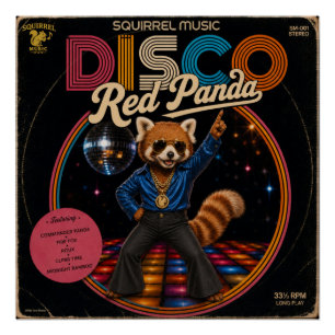 Disco-Roter Panda Poster