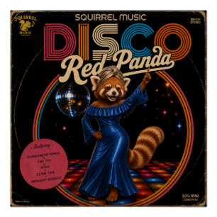 Disco-Roter Panda Poster