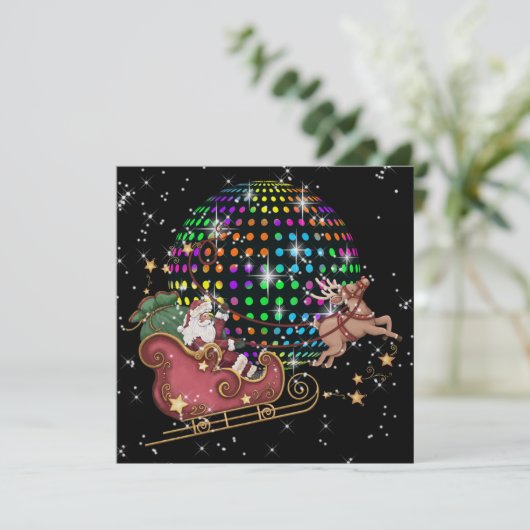 DISCO Santa - Party - SRF Einladung (Stehend Vorderseite)