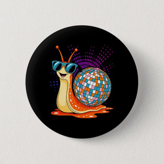 Disco-Schnecke Lustige Retro Coole Party-Performan Button (Vorderseite)