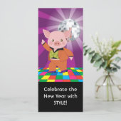 Disco-Schwein auf der Tanzfläche Einladung (Stehend Vorderseite)