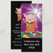 Disco-Schwein auf der Tanzfläche Einladung (Vorne/Hinten)
