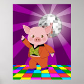 Disco Schwein auf der Tanzfläche Poster (Vorne)