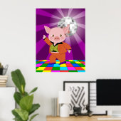 Disco Schwein auf der Tanzfläche Poster (Heimbüro)