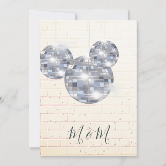 Disco Silver Rustic Brick Chic Einladung (Vorderseite)