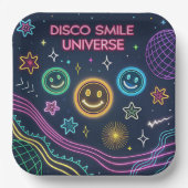 Disco Smile Universe – Funky Neon Celebration Art Pappteller (Vorderseite)