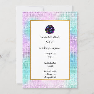 DISCO SPARKLE DISCO BALL BIRTHTAGE EINLADUNG