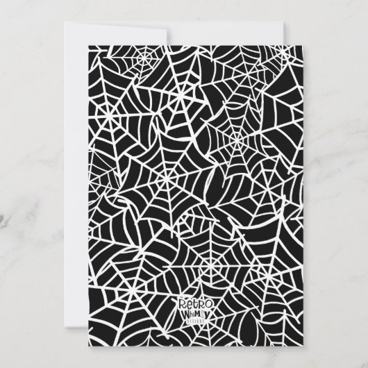 Disco Spiders Halloween Lila Retro-Kostüm-Party Einladung (Rückseite)