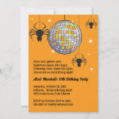 Disco Spiders Halloween Orange Retro Kostüme Party Einladung (Vorderseite)