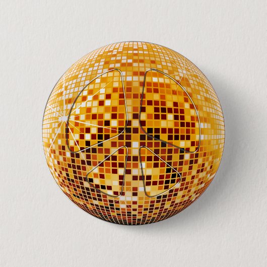 DISCO-SPIEGEL-BALL-FRIEDENSzeichen Button (Vorderseite)