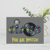 Disco Tancing Mirrored Ball und Vinyl Record Einladung (Stehend Vorderseite)