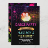 Disco-Tanz-Geburtstagsfeier Einladung (Vorne/Hinten)