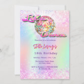 Disco Tanz Party Rosa holografischer Geburtstag Einladung (Vorderseite)