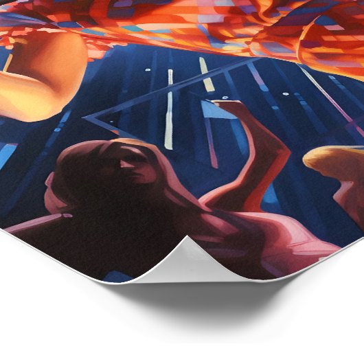 Disco-Tänzerin mit Oversized-Sonnenbrille Poster (Ecke)