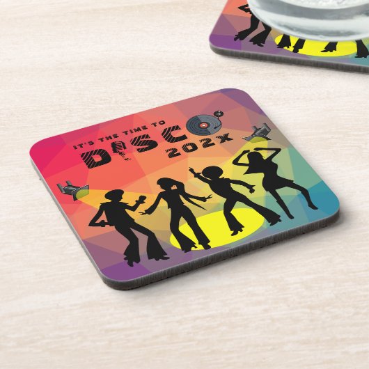 Disco Tanzfläche Retro Multicolor Feier Getränkeuntersetzer (Linke Seite)