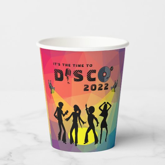 Disco Tanzfläche Retro Multicolor Feier Pappbecher (Rückseite)