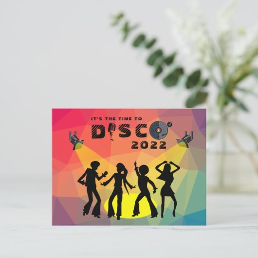 Disco Tanzfläche Retro Multicolor Feier Postkarte (Stehend Vorderseite)