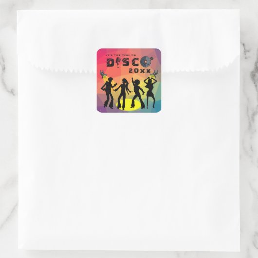 Disco Tanzfläche Retro Multicolor Feier Quadratischer Aufkleber (Tasche)