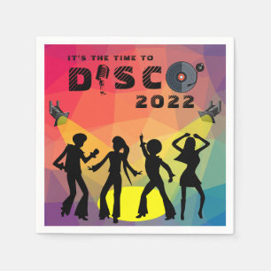 Disco Tanzfläche Retro Multicolor Feier Serviette
