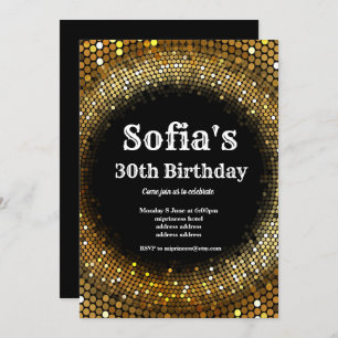 Disco-Thema, Goldene Geburtstagsfeier Einladung