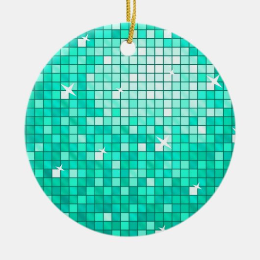 Disco Tiles Aqua Keramik Ornament (Vorne)