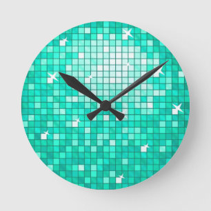 Disco Tiles Aqua wall clock Runde Wanduhr