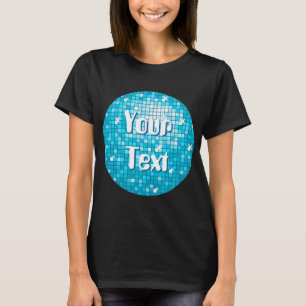 Disco Tiles Blauer Text T - Shirt schwarz