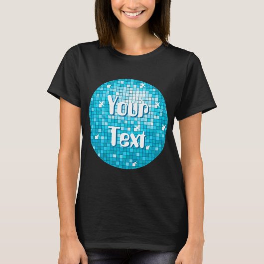Disco Tiles Blauer Text T - Shirt schwarz (Vorderseite)