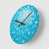 Disco Tiles Blue print wall clock Runde Wanduhr (Winkel)